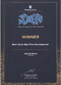 iProperty Development Excellence Awards 2021 Best Value High-Rise Development – Dian Residency